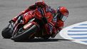 Ducati Lenovo Team's Spanish rider Marc Marquez (93) rounds a corner during the MotoGP Spanish Grand Prix Sprint race at the Jerez racetrack in Jerez de la Frontera, on April 26, 2025. 
JAVIER SORIANO / AFP