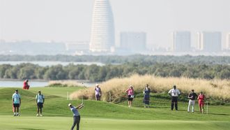Northern Ireland's Rory McIlroy plays a shot during the DP World Tour Championship golf tournament in Abu Dhabi on November 7, 2024. 
FADEL SENNA / AFP