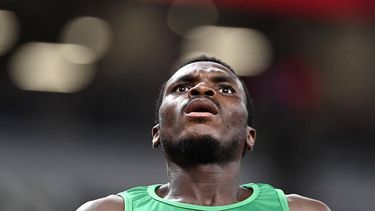 2021-08-03 13:50:58 Nigeria's Divine Oduduru reacts after competing the men's 200m semi-finals during the Tokyo 2020 Olympic Games at the Olympic Stadium in Tokyo on August 3, 2021. 
Jewel SAMAD / AFP