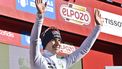 2023-08-28 19:18:39 Team Quick Step's Belgian rider Remco Evenepoel celebrates on the podium wearing the Youth jersey after the third stage of the 2023 La Vuelta cycling tour of Spain, a 158,5 km race from Suria to Arinsal, in Andorra, on August 28, 2023. 
Pau BARRENA / AFP