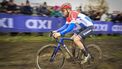 Dutch rider Joris Nieuwenhuis competes in the 'Noordzeecross' mens elite cyclocross race, the last race of the Superprestige competition, in Middelkerke on February 10, 2024. 
DAVID PINTENS / Belga / AFP