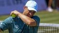 epa12203164 Tallon Griekspoor of the Netherlands in action against Corentin Moutet of France during their men's individual final of the ATP 250 Mallorca Championships tennis tournament in Santa Ponsa, Mallorca, Spain, 28 June 2025.  EPA/MIQUEL A. BORRAS