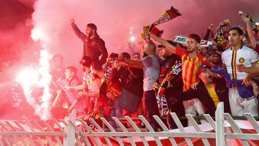 Esperance supporters cheer during the CAF Champions League quarter-final football match between Algeria's JS Kabylie and Tunisia's Esperance Sportive de Tunis at the Stade du 5 juillet in Algiers on April 22, 2023. 
AFP