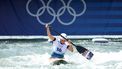 epa11509060 Lena Teunissen of the Netherlands in action during the Women Canoe Single Heats of the Canoeing Slalom competitions in the Paris 2024 Olympic Games at the Vaires-sur-Marne Nautical Stadium, in Vaires-sur-Marne, France, 30 July 2024.  EPA/ALI HAIDER