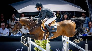 ROTTERDAM - Harrie Smolders in actie tijdens de grote prijs op Uricas v/d Kattevennen tijdens CHIO Rotterdam. Het hippische evenement vindt voor de 75ste keer plaats in het Kralingse Bos in Rotterdam. ANP ROBIN UTRECHT