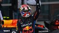 Red Bull Racing's Dutch driver Max Verstappen celebrates after taking pole position during the qualifying session for the Formula One Chinese Grand Prix at the Shanghai International Circuit in Shanghai on April 20, 2024. 
HECTOR RETAMAL / AFP