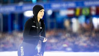 HEERENVEEN - Jutta Leerdam tijdens de eerste dag van het olympisch kwalificatietoernooi langebaanschaatsen in Thialf. ANP SEM VAN DER WAL