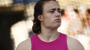 epa12188093 Jorinde Van Klinken of Netherlands competes in the Women's Discus Throw at the World Athletics Diamond League meeting in Paris, France, 20 June 2025.  EPA/YOAN VALAT