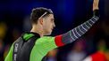 HEERENVEEN - Jenning de Boo reageert na de tweede 500 meter op de eerste dag van het World Cup kwalificatietoernooi schaatsen in Thialf. ANP VINCENT JANNINK