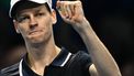 Italy's Jannik Sinner celebrates after winning his match against USA's Taylor Fritz at the ATP Finals tennis tournament in Turin on November 12, 2024. 
Marco BERTORELLO / AFP