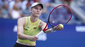 epa13225803 Elena Rybakina of Kazakhstan in action against Qinwen Zheng of China during the Women's Singles Quarterfinals match of the US Open Tennis Championships in Flushing Meadows, New York, USA, 09 September 2026.  EPA/SARAH YENESEL