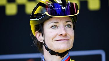 2023-04-02 13:29:02 Dutch Marianne Vos of Team Jumbo-Visma looks on at the start of the women's race Tour of Flanders' one day cycling event, 158km with start and finish in Oudenaarde on April 2, 2023.  
Tom Goyvaerts / Belga / AFP
