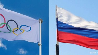 (COMBO) This combination of file pictures created on July 7, 2026 shows the Olympic flag fluttering in Paris on July 24, 2024, and (R) Russian flag waving over Mariupol, Russian-controlled Ukraine, on May 6, 2024, amid the Russia-Ukraine conflict. The International Olympic Committee on July 7, 2026, lifted restrictions on Russian athletes allowing them to compete in team events and in qualifying competitions for the 2028 Olympics in Los Angeles. However, the IOC -- who first imposed the ban in October 2023 -- kept in place the bar on the Russian national anthem being played and flag displayed.
STRINGER, Odd ANDERSEN / AFP