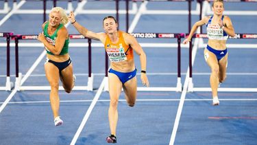 ROME - Nadine Visser in actie tijdens de finale 100 meter horden op de tweede dag van de Europese kampioenschappen atletiek. ANP IRIS VAN DEN BROEK