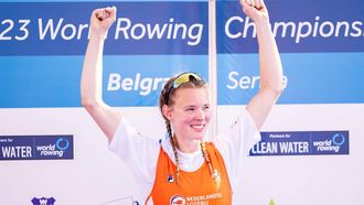 2023-09-10 15:12:32 BELGRADO - Karolien Florijn wint goud op de eenmans skiff  op de achtste en laatste dag van de wereldkampioenschappen roeien in de Servische hoofdstad Belgrado. ANP IRIS VAN DEN BROEK