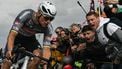 Alpecin-Deceuninck's Dutch rider Mathieu van der Poel (L) cycles in a breakaway leading the race at the Carrefour de l'Arbre, a cobblestone road, during the 122nd edition of the Paris-Roubaix one-day classic cycling race, 259,2 km between Compiegne and Roubaix, northern France on April 13, 2025. 
Jeff PACHOUD / AFP