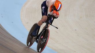 Netherland's Daniel Abraham Gebru takes part in the men's para-cycling C5 Individual Pursuit Final race during the UCI Cycling World Championships in Glasgow, Scotland on August 7, 2023 
Adrian DENNIS / AFP