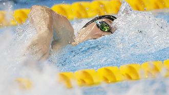 epa12274636 Marrit Steenbergen of Netherlands competes in the Women's 100m Freestyle Swimming semi-finals, heat 1, at the World Aquatics Championships Singapore 2025 in Singapore, 31 July 2025.  EPA/RUNGROJ YONGRIT