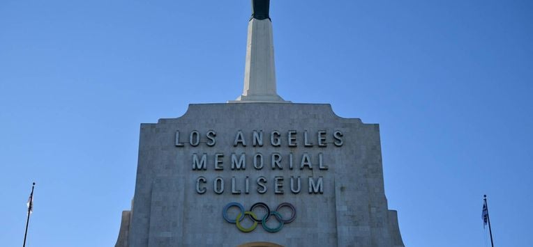 The LA28 Olympic cauldron is lit during a ceremonial lighting at the Memorial Coliseum in Los Angeles on January 13, 2026, ahead of the launch of ticket registration for the 2028 Summer Olympic Games. 
Frederic J. Brown / AFP