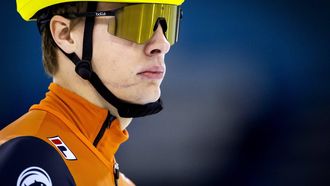 HEERENVEEN - Jens van ’t Wout in actie op de kwart finale 500 meter op de eerste dag van de nationale selectiewedstrijd voor de ISU World Tour shorttrack. ANP KOEN VAN WEEL
