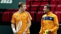 GRONINGEN - Tallon Griekspoor en assistent coach Dennis Sporrel tijdens de training in aanloop naar de kwalificatieronde voor de Davis Cup Finals. ANP SANDER KONING