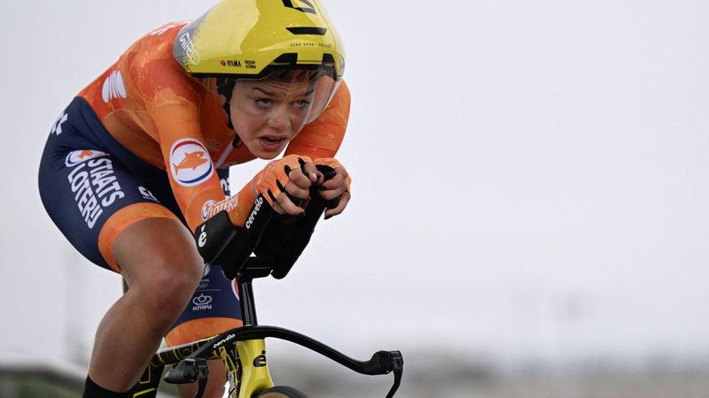 The Netherlands' Lieke Nooijen competes during the 2026 Union Cycliste Internationale (UCI) Road World Championships in Montreal, Quebec, on September 20, 2026. 
Andrej Ivanov / AFP