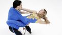 epa11865550 Hanna Jakucs and Alessio Galli of the Netherlands perform in the Ice Dance Rhythm Dance at the ISU Figure Skating European Championships 2025 in Tallinn, Estonia, 31 January 2025.  EPA/TOMS KALNINS