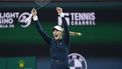 epa11965071 Mirra Andreeva of Russia reacts after winning match point against Iga Swiatek of Poland during the women’s semifinals of the BNP Paribas Open tennis tournament in Indian Wells, California, USA, 14 March 2025.  EPA/JOHN G. MABANGLO