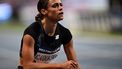 USA's Sydney McLaughlin-Levrone reacts after taking second place in the the women's 400m event during the IAAF Diamond League 