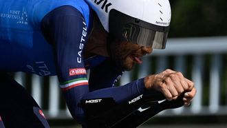 Italy's Filippo Ganna competes in the Men's Elite individual time trial during 2026 Union Cycliste Internationale (UCI) Road World Championships in Montreal, Quebec, on September 20, 2026. 
Andrej Ivanov / AFP