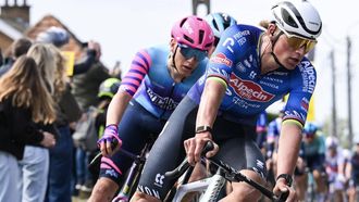 Alpecin-Premier Tech's Dutch rider Mathieu van der Poel cycles in the men's race of the 'Ronde van Vlaanderen/ Tour des Flandres/ Tour of Flanders' UCI WorldTour one day cycling race, 278 km from Antwerp to Oudenaarde, in Haaltert on April 5, 2026. 
DAVID PINTENS / Belga / AFP