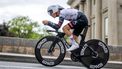 Portugal's Joao Pedro Almeida rides during the fifth stage of the Tour of Romandie UCI cycling World tour, 17.1 km loop from the start to the finish in Geneva on May 4, 2025. 
Fabrice COFFRINI / AFP