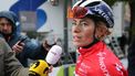 epa11284836 Second placed Dutch rider Demi Vollering of Team SD Worx Protime speaks to journalists after the Fleche Wallonne Feminine cycling race over 146km from Huy to Huy, Belgium, 17 April 2024.  EPA/FRANCOIS WALSCHAERTS