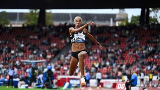 Venezuela's Yulimar Rojas competes to win the women's triple jump final during the Diamond League athletics meeting at Stadion Letzigrund stadium in Zurich on August 31, 2023. 
Fabrice COFFRINI / AFP