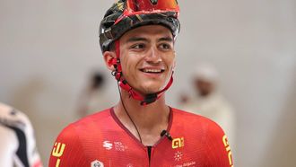 UAE Team Emirates's Mexican rider Isaac Del Toro Romero arrives at the Zayed National Museum ahead of the seventh and final stage of the UAE Tour cycling event from Zayed National Museum to Abu Dhabi Breakwater in Abu Dhabi on February 22, 2026. 
Fadel SENNA / AFP