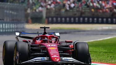 Ferrari's Monegasque driver Charles Leclerc races during a practice session for the 2025 Emilia Romagna Formula One Grand Prix at the Imola autodrome in Imola, on May 17, 2025.  
Andrej ISAKOVIC / AFP