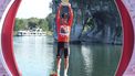 This photo taken on October 17, 2023 shows Netherlands' Milan Vader celebrating on the podium after winning the Tour of Guangxi cycling race in Guilin, in China's southern Guangxi region. 
STR / AFP