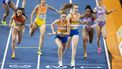 APELDOORN - Femke Bol in actie op de 4x400 meter relay finale voor vrouwen op de vierde dag van het EK Indoor atletiek in Omnisport Apeldoorn. ANP IRIS VAN DEN BROEK