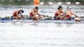 PARIJS - Laila Youssifou, Bente Paulis, Roos de Jong en Tessa Dullemans winnen een zilveren medaille tijdens de finale dubbelvier vrouwen op het olympisch roeitoernooi tijdens de zomerspelen in de Franse hoofdstad. ANP IRIS VAN DEN BROEK