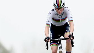 Netherland's Fem Van Empel competes during the women elite race of the Koppenbergcross, the first stage (out of eight) of the X2O Badkamers trophy cyclocross competition, in Oudenaarde on November 1, 2024. 
DAVID PINTENS / Belga / AFP