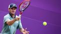 US player Tommy Paul returns against Italy's Lorenzo Musetti during their men's singles final tennis match on the last day of the Cinch ATP tennis Championships at Queen's Club in west London on June 23, 2024. 
HENRY NICHOLLS / AFP