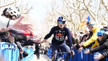epa11997060 Slovenian rider Primoz Roglic of the Red Bull Bora hansgrohe team before the sixth stage of the Volta Ciclista a Catalunya cycling race, over 159 kilometers from Berga to Queralt, in Berga, Barcelona, Spain, 29 March 2025.  EPA/Siu Wu