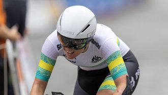 epa10793035 Felicity Wilson-Haffenden of Australia competes in the Women Junior Individual Time Trial of the Road Cycling events at the UCI Cycling World Championships 2023 in Stirling, Britain, 10 August 2023.  EPA/ROBERT PERRY