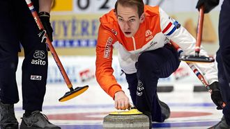 epa08001405 Wouter Goesgens, the Netherlands, during the Le GruyÃ©re AOP European Curling Championships 2019 at Olympiahallen in Helsingborg, Sweden on November 16, 2019.  EPA/Anders Bjuro  SWEDEN OUT