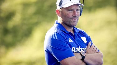 MONCHENGLADBACH - Coach Jeroen Delmée van Nederland tijdens de wedstrijd tegen Oostenrijk tijdens een poulefase wedstrijd op het EK Hockey in het HockeyPark stadion. ANP ROBIN VAN LONKHUIJSEN