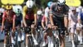 Alpecin - Deceuninck team's Dutch rider Mathieu van der Poel cycles past the finish line  during the 8th stage of the 112th edition of the Tour de France cycling race, 171.4 km between Saint-Meen-le-Grand and Laval Espace Mayenne, western France, on July 12, 2025. 
Anne-Christine POUJOULAT / AFP