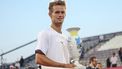epa13134725 Luca Van Assche of France celebrates with the trophy after winning the final against Alexander Blockx of Belgium during their final match of the Estoril Open Tennis tournament in Estoril, outskirts of Lisbon, Portugal, 26 July 2026.  EPA/JOSE SENA GOULAO
