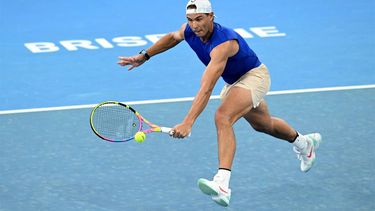 epa11048956 Rafael Nadal of Spain in action during a practice session ahead of the Brisbane International at the Queensland Tennis Centre in Brisbane, Australia, 30 December  2023.  EPA/DARREN ENGLAND  AUSTRALIA AND NEW ZEALAND OUT