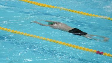 French swimmer Leon Marchand competes during the 4x200m freestyle at the French interclub swimming championships in Montauban, southwestern France, on November 10, 2024.  
IDRISS BIGOU-GILLES / AFP