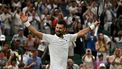 Serbia's Novak Djokovic celebrates winning against Canada's Felix Auger-Aliassime during their men's singles quarter-final tennis match on the ninth day of the 2026 Wimbledon Championships at The All England Lawn Tennis and Croquet Club in Wimbledon, southwest London, on July 7, 2026. 
Glyn KIRK / AFP